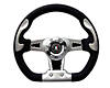 SPORTS STEERING WHEEL 330MM BLACK/SILVER FLAT BOTTOM
