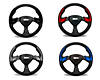 XR5 25CM PVC 3SP BLACK STEERING WHEEL WITH 4 CHANGEABLE COLOUR TRIMS
