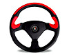 RACERPRO II 350MM 3 SPOKE BLACK/RED LEATHER WITH CENTRE PAD
